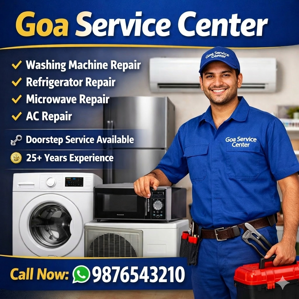 Goa Service Center, We Provide Comprehensive Repair Solutions for All Major Home Appliances, Regardless of the Brand or Model: While Many Repair Services Come and Go, Our 20-year Journey is Built on a Foundation of Technical Mastery and Customer Loyalty. We Use the Latest Technologies and Upgraded Tools to Repair the Damaged Part of the Washing Machine, Microwave Oven, Refrigerator, Ac, and Dish Washer Led/lcd Tv, Designed and Developed by Industry Leaders. In the Present Scenario, Home Appliance Repair Services is Not an Issue for the People Staying in Goa