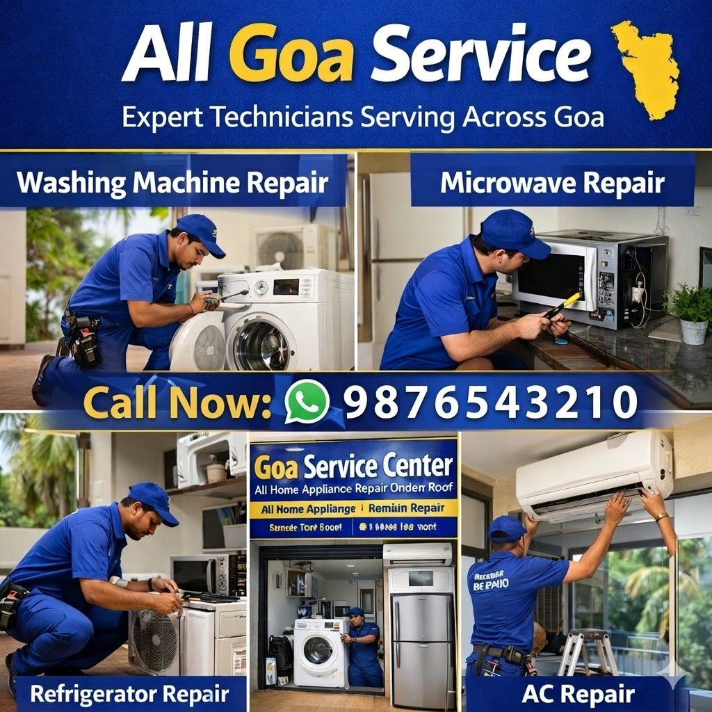Goa Service Center, We Provide Comprehensive Repair Solutions for All Major Home Appliances, Regardless of the Brand or Model: While Many Repair Services Come and Go, Our 20-year Journey is Built on a Foundation of Technical Mastery and Customer Loyalty. We Use the Latest Technologies and Upgraded Tools to Repair the Damaged Part of the Washing Machine, Microwave Oven, Refrigerator, Ac, and Dish Washer Led/lcd Tv, Designed and Developed by Industry Leaders. In the Present Scenario, Home Appliance Repair Services is Not an Issue for the People Staying in Goa