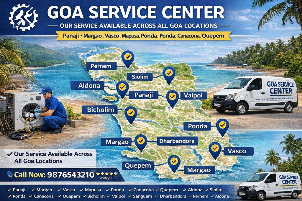 Goa Service Center, We Provide Comprehensive Repair Solutions for All Major Home Appliances, Regardless of the Brand or Model: While Many Repair Services Come and Go, Our 20-year Journey is Built on a Foundation of Technical Mastery and Customer Loyalty. We Use the Latest Technologies and Upgraded Tools to Repair the Damaged Part of the Washing Machine, Microwave Oven, Refrigerator, Ac, and Dish Washer Led/lcd Tv, Designed and Developed by Industry Leaders. In the Present Scenario, Home Appliance Repair Services is Not an Issue for the People Staying in Goa